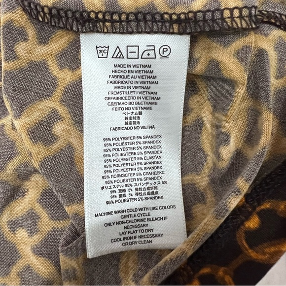 Michael Kors Espresso Chain Link Print Stretch Jersey Faux Wrap Dress - Picture 13 of 14